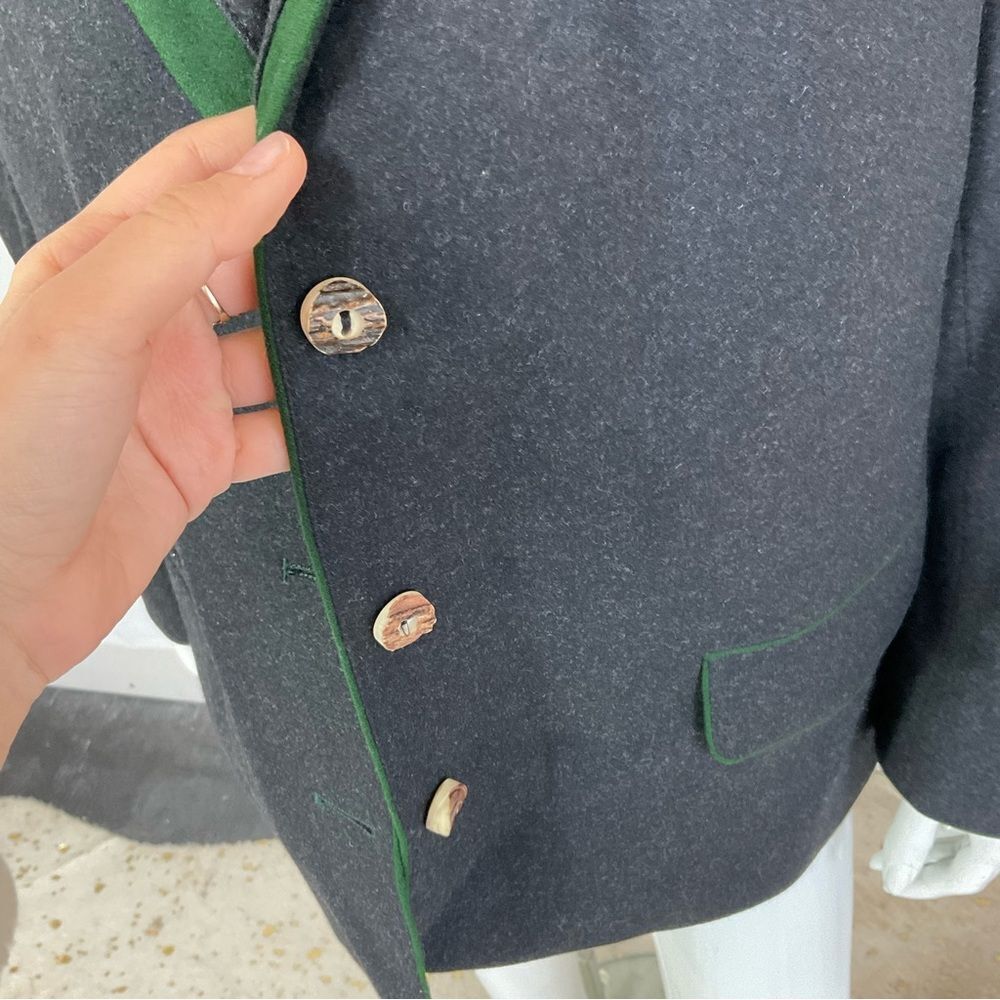 Vintage 60’s Josef Leichtfried Original Loden Wool Blazer Jacket Gray Green L - Picture 7 of 9